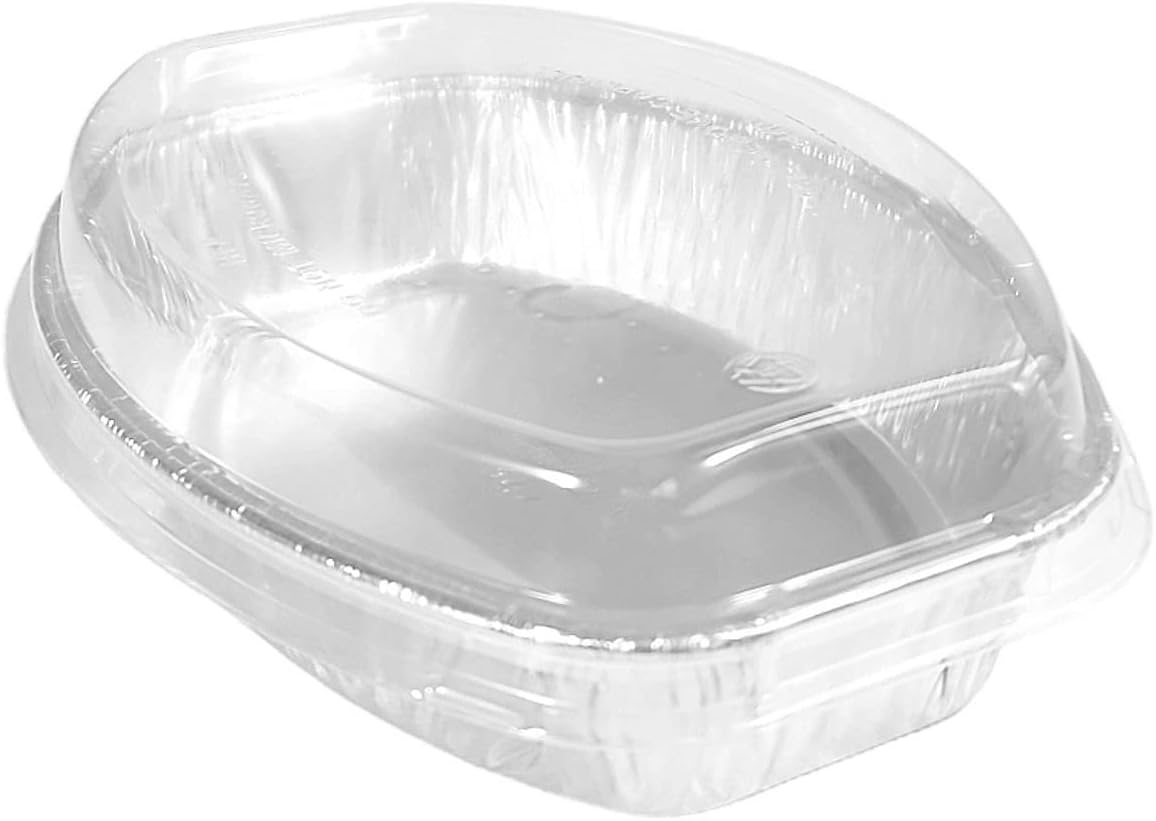 Handi-Foil 8" x 5" Mini-Oval Casserole Pan With Clear Dome Lids 200/CS