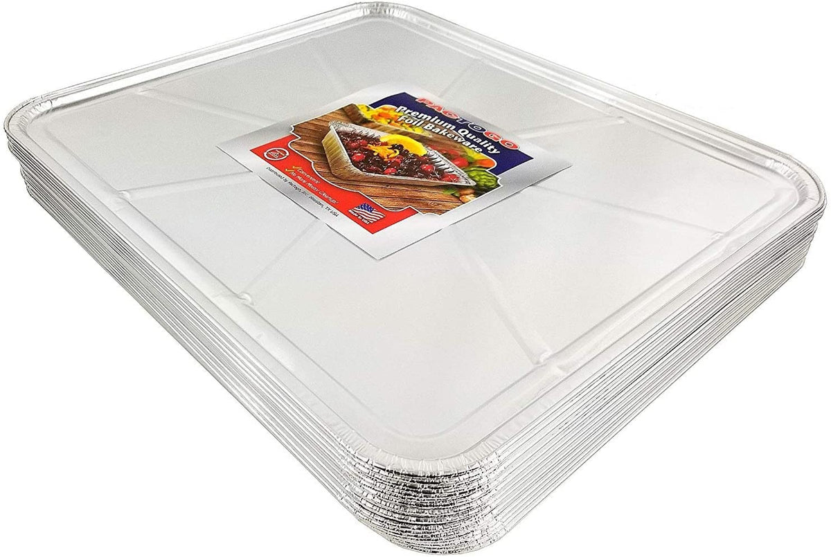 10-Pack Disposable Aluminum Liner 18 inch x 15 inch Foil Oven Tray Baking Sheet Pan Heat, Silver