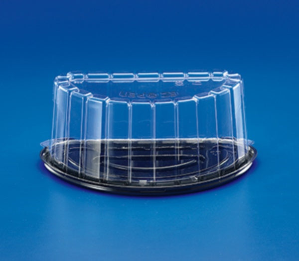 Inline 605BKPET 1/2 Round Black Cake Display Container wClear Dome Lid