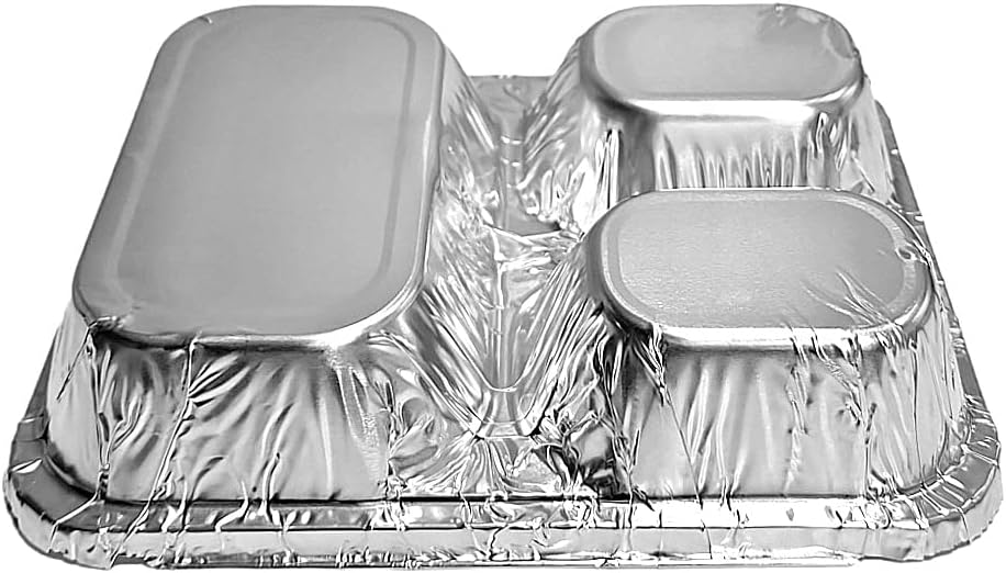 PTG 3-Compartment Oblong Foil Pan w/Board Lid Combo Pack 250/CS