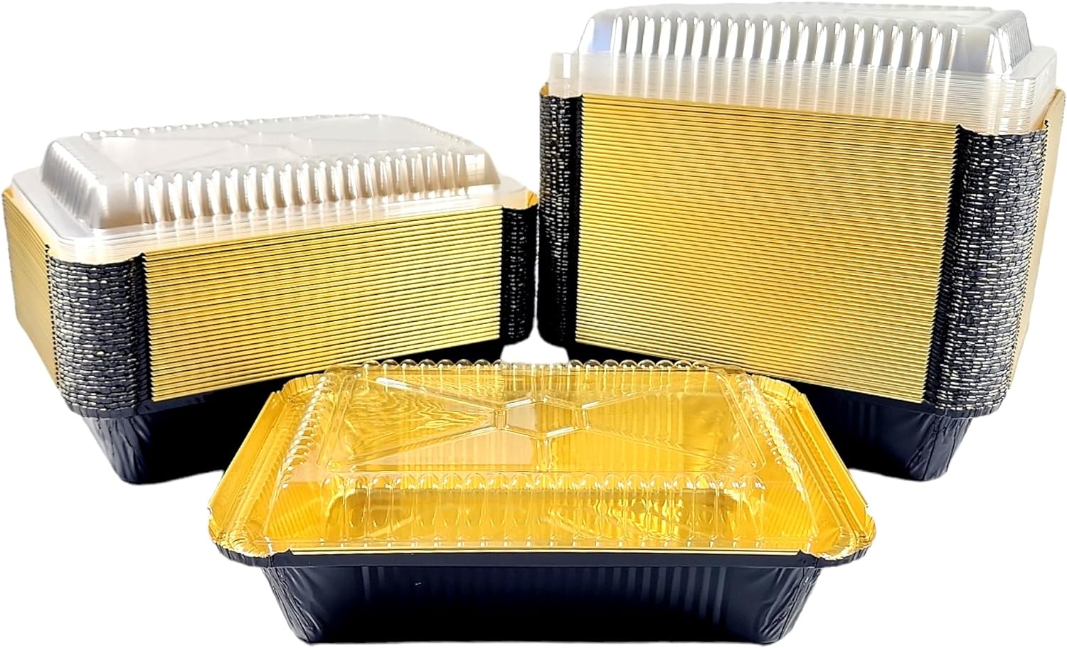 2 1/4 lb. Oblong Black & Gold Aluminum Foil Pans Take Out Heavy Duty C –