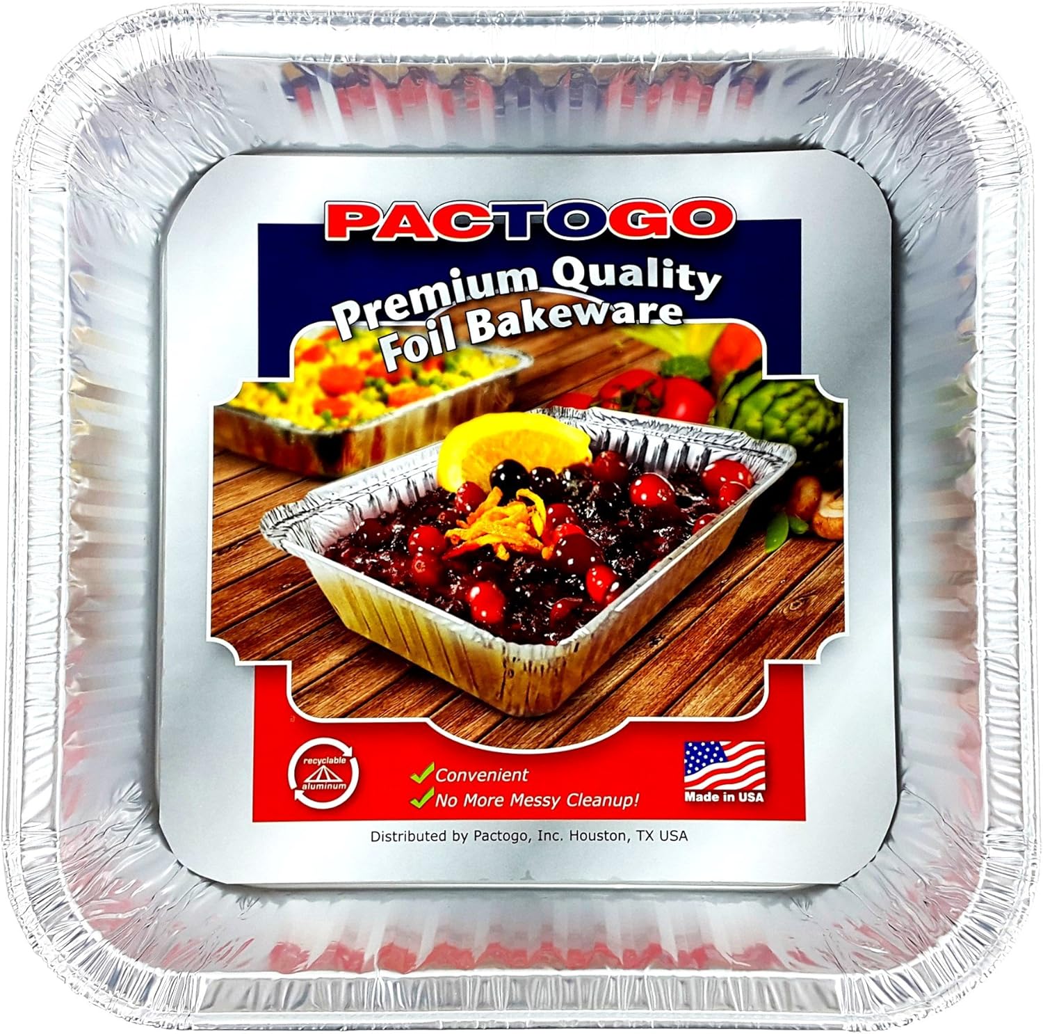 Square Red Holiday Christmas Cake Aluminum Foil Pan w Clear Dome Lid D Pactogo