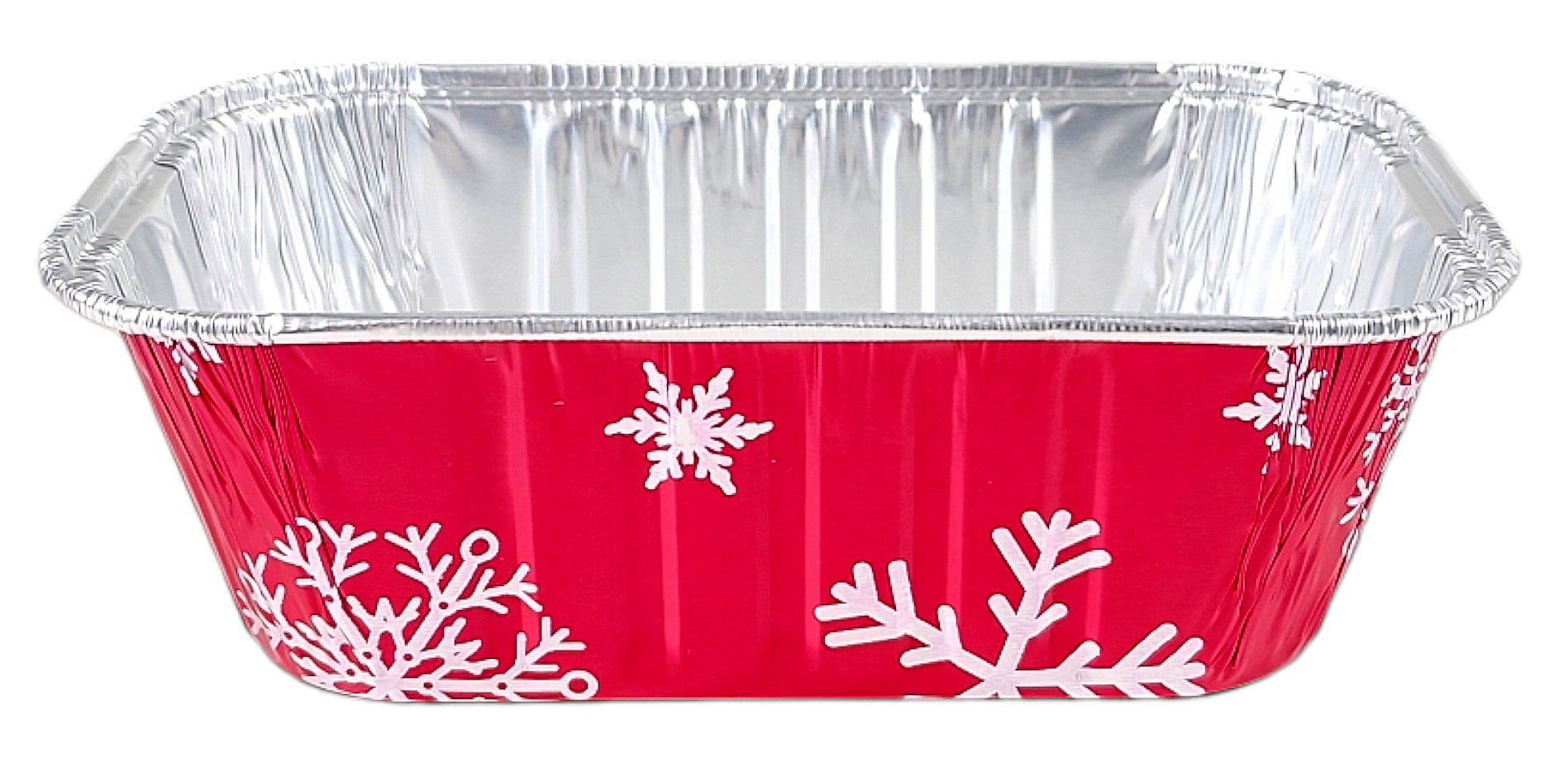 Pactogo 1 lb. Red Aluminum Foil Holiday Mini-Loaf Snowflake Pan