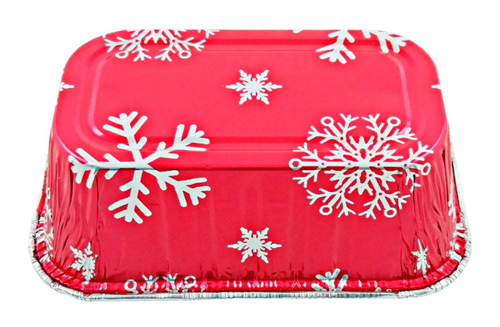 Pactogo 1 lb. Red Aluminum Foil Holiday Mini-Loaf Snowflake Pan With C –