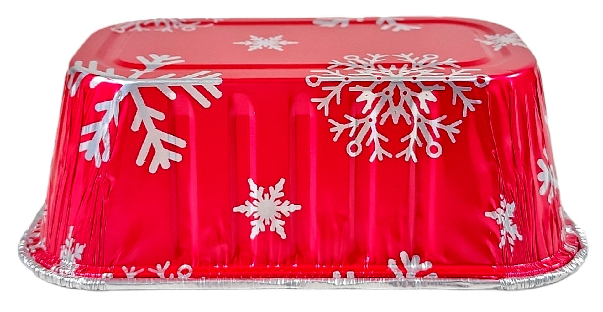 Pactogo 1 lb. Red Aluminum Foil Holiday Mini-Loaf Snowflake Pan w/Clea –