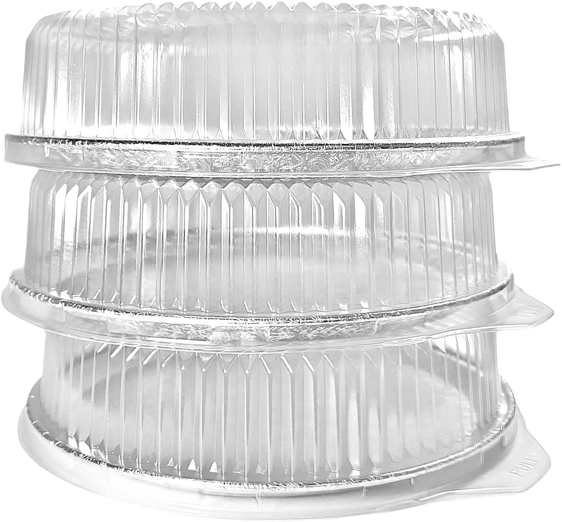 HFA 16" Round Flat Aluminum Foil Cater Trays with Clear Dome Lids 25/CS