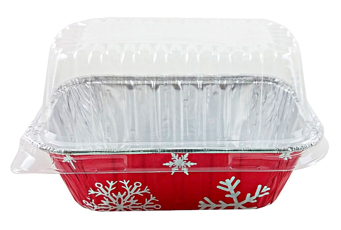 Durable 1 lb. Holiday Aluminum Foil Mini-Loaf Pan With High Dome Lid 5 –