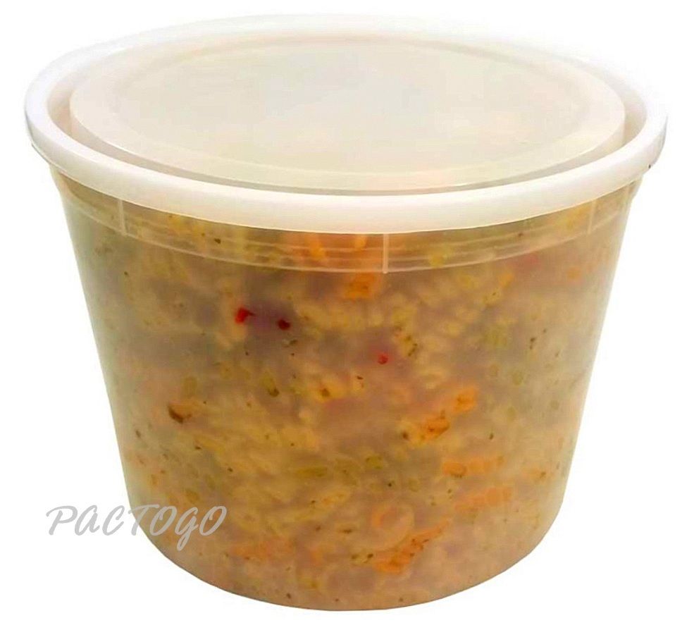 [12 Sets] 128 oz. Plastic Food Storage Deli Containers with Lid, Ice Cream  Bucket & Soup Pail