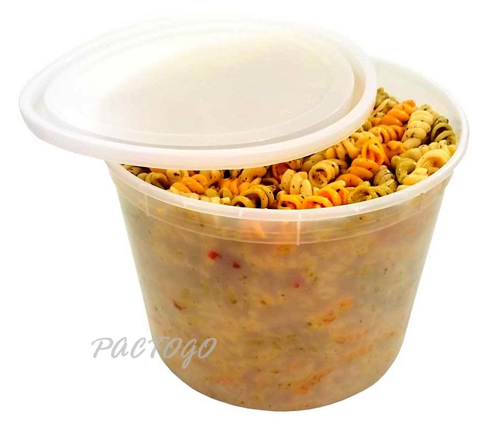 128 oz. Round Microwaveable Deli Container/Tub (Clear) w/Lid 15/PK