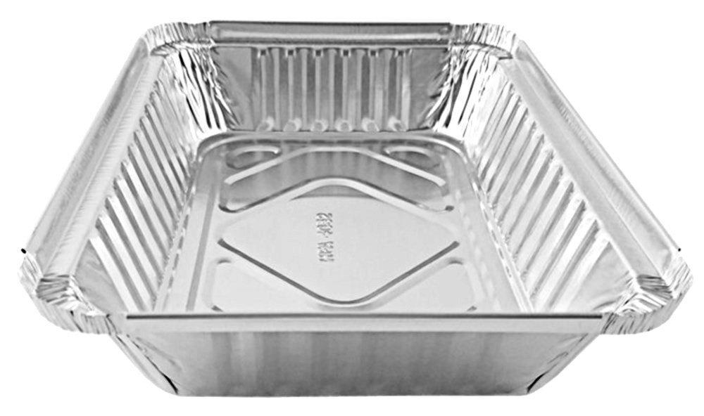 Choice 2 lb. Oblong Foil Take-Out Container with Dome Lid - 50/Pack