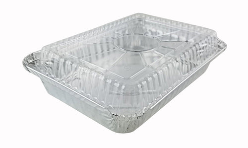 Handi- Foil 1 1 /2 lb. Oblong Shallow Foil Take-Out Pan w/Dome Lid