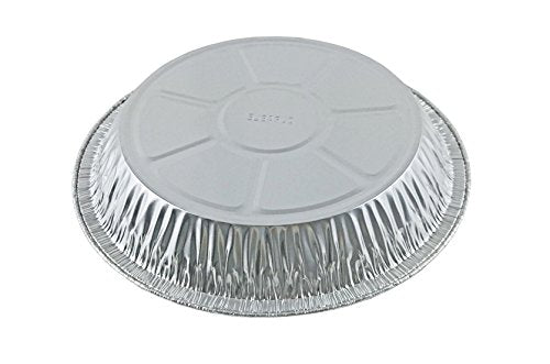 9" Foil Pie Pan 1-5/16" Deep With Clear Low Dome Clamshell Container Combo 50/PK
