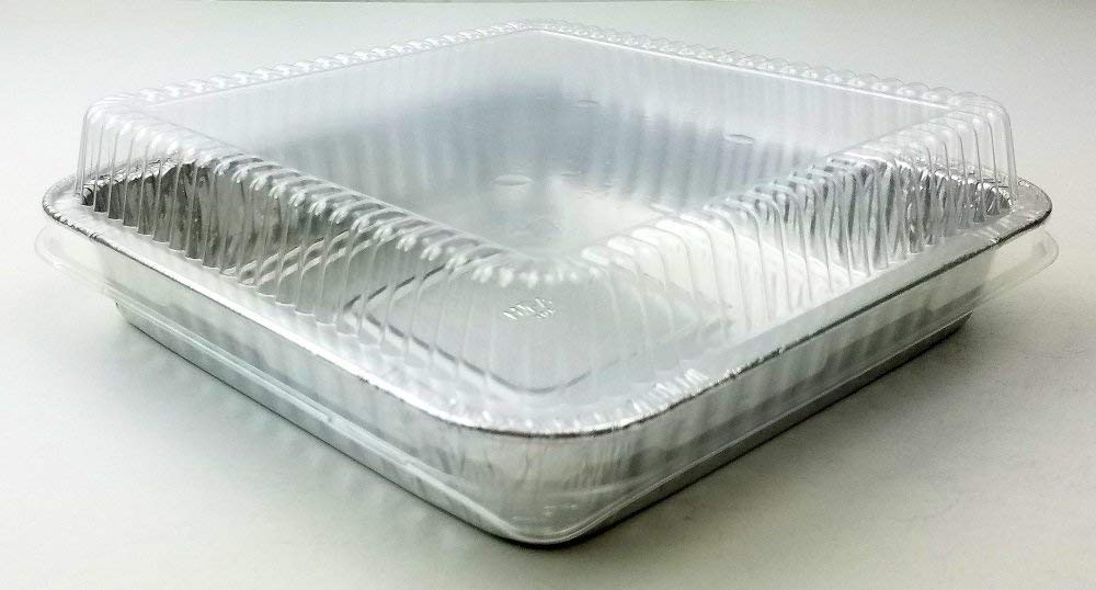 9 Square Cake Foil Pan with Plastic Dome Lid - #1100P