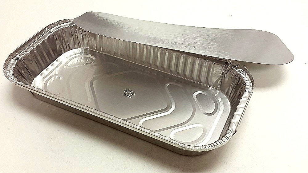 Choice 5 lb. Oblong Foil Container with Board Lid - 25/Pack
