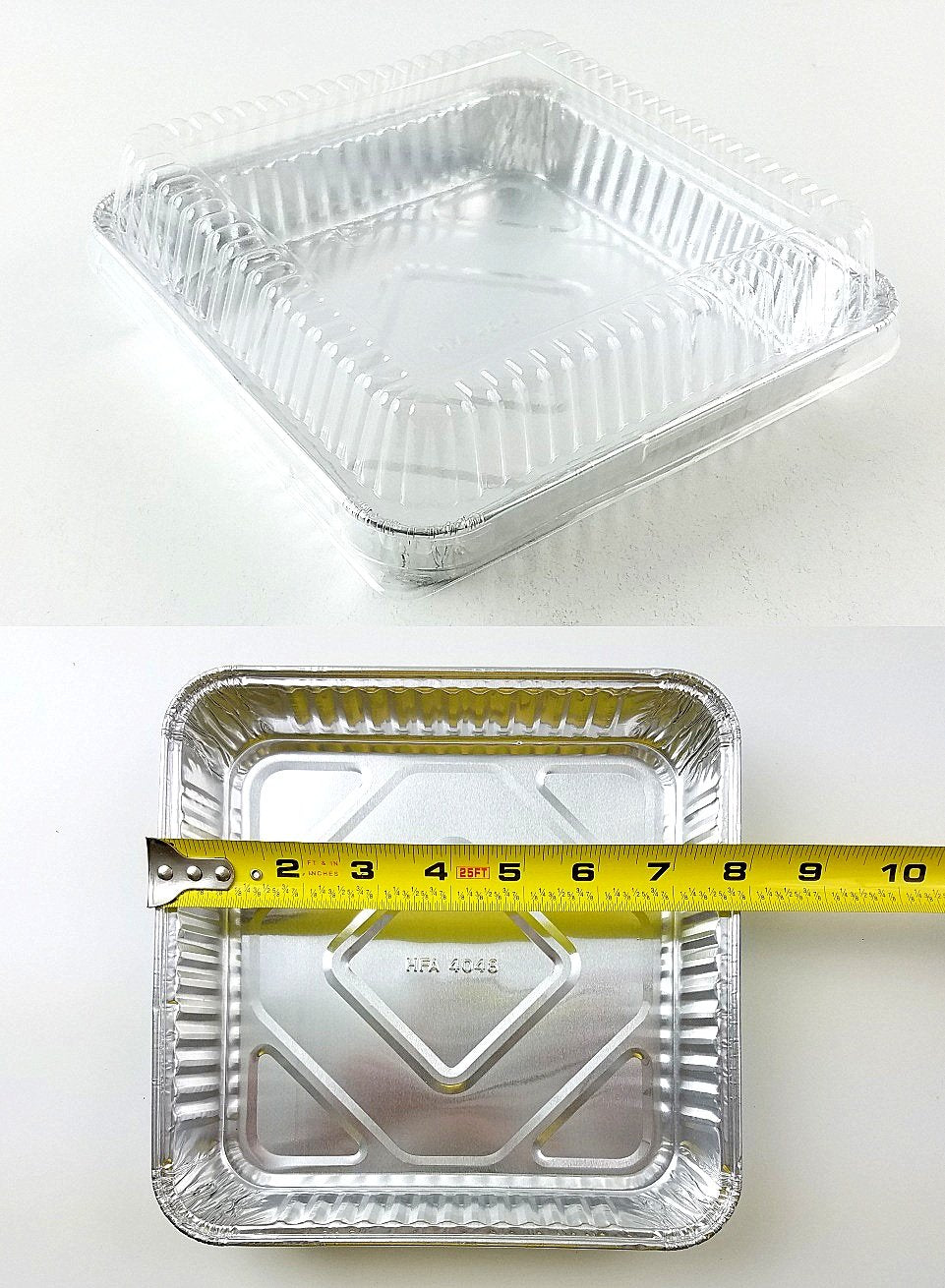 Handi-Foil 8" Square Cake Foil Pan 1-1/4" Deep w/Clear Dome Lid 50/PK