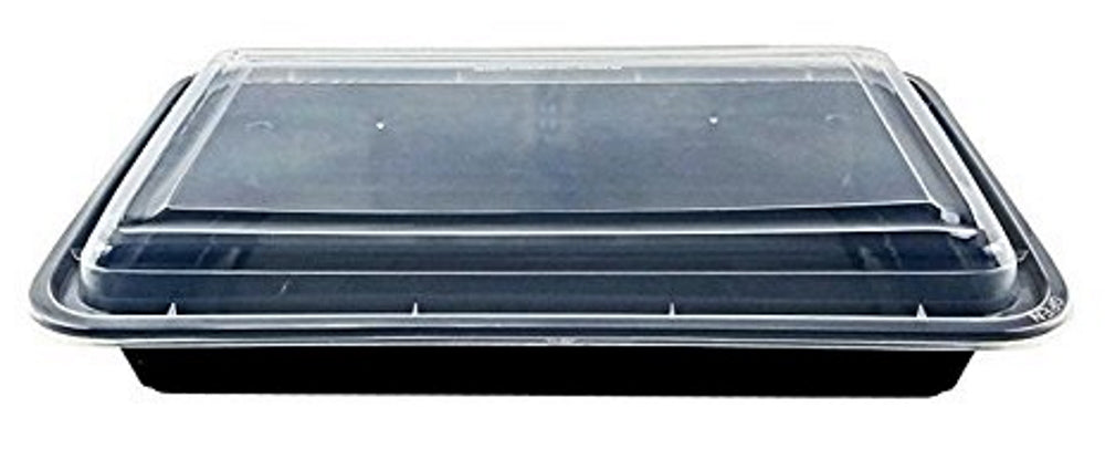 Rectangular Microwave Containers 58 oz. Rectangular Black Microwaveable Container w/Lid Combo 150/CS ...