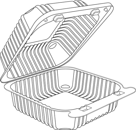 5 Square Plastic Hinged Container