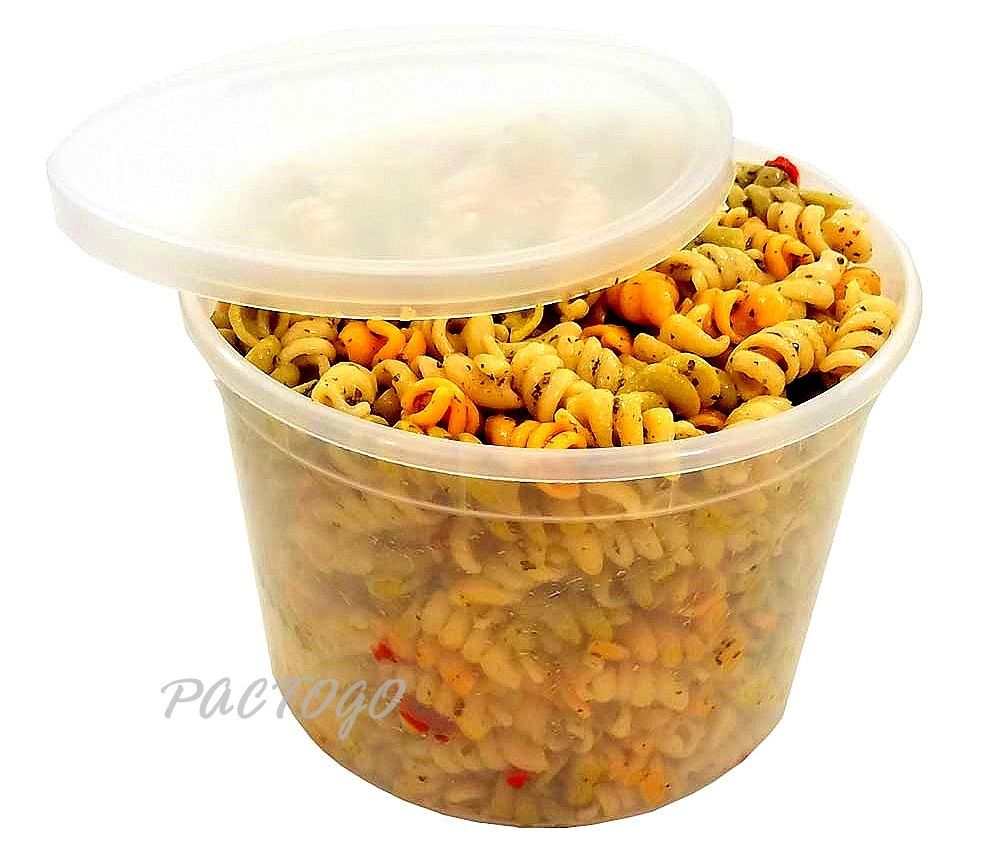 64 oz. Round Microwaveable Deli Container/Tub (Clear) w/Lid 20/PK –