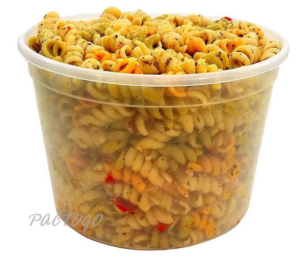 64 oz. Round Plastic Food Storage Soup Deli Container/Tub (Clear) w/Lid  120/CS