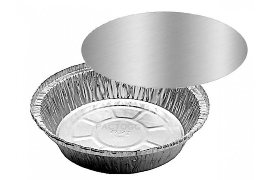 Disposable Round Aluminum Foil Take-out Pans With Plastic Lids 8 Inch. 