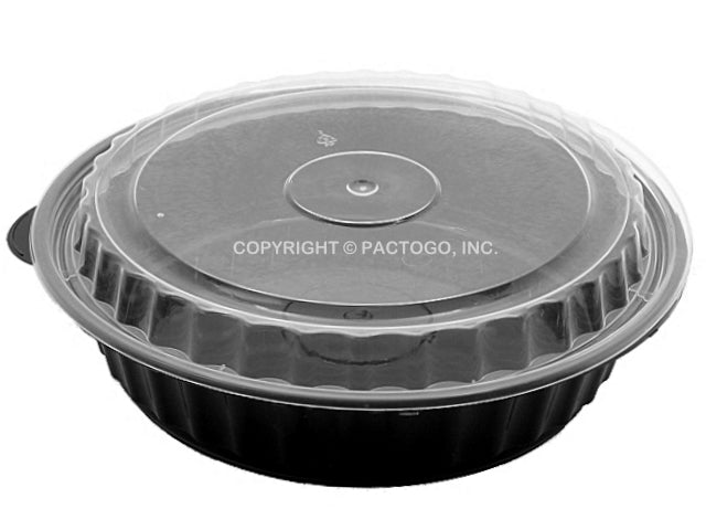 48 oz. 9" Round Black Container w/Lid Combo 50/PK