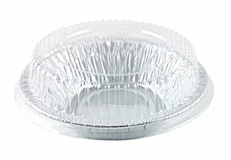 Durable 4 7/8" Foil Tart Pan 1 1/4" Deep With Clear Dome Lid 125/PK
