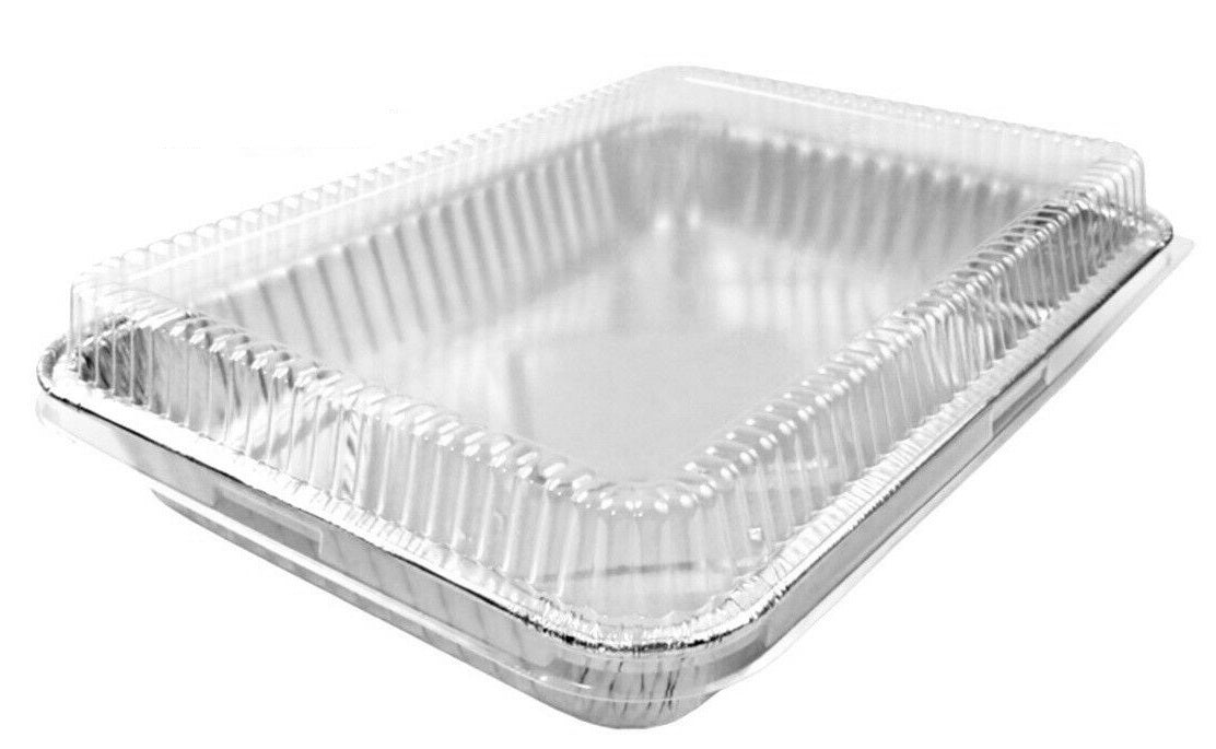 Heavy Duty Disposable Aluminum Oblong Foil Pans with Lid Covers