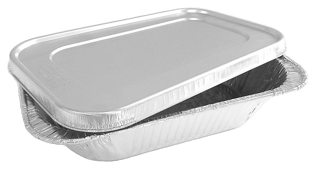 Quarter-Size Deep Steam Table Aluminum Foil Pan w/Lid Combo 50/PK