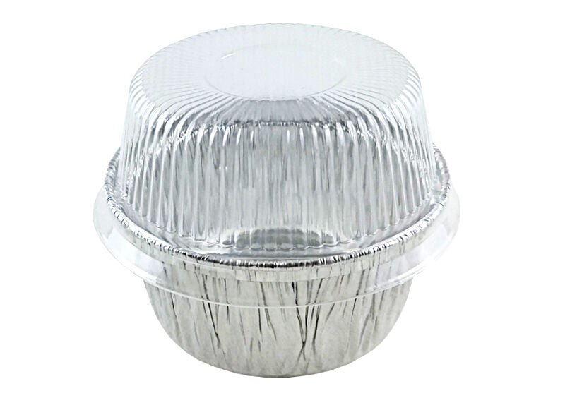 4 oz. Aluminum Foil Utility Cup w/Clear High Dome Lid 100/PK