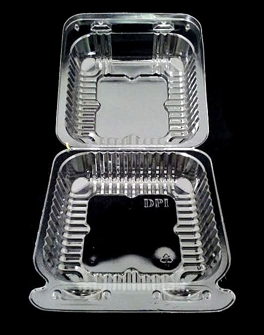 5" Square Deep Clear Hinged Container
