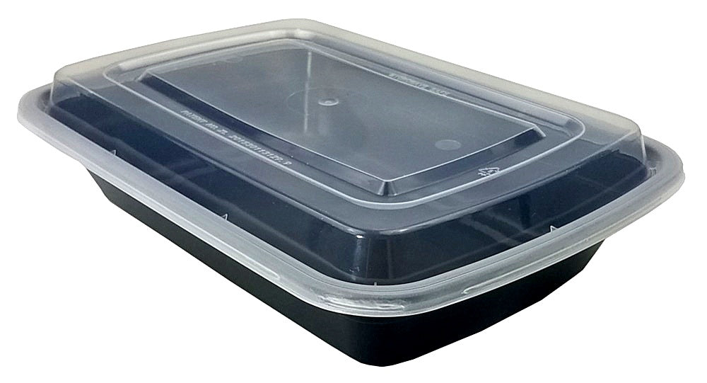 16 oz. Rectangular Black Container w/Lid Combo 150/CS