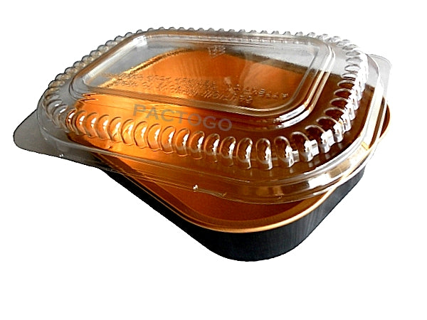 Small Black & Gold Oblong Foil Pan w/Dome LId
