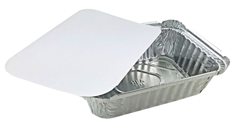 Handi-Foil 1 1/2 lb. Aluminum Foil Loaf Pan IVC w/Board Lid 50/PK