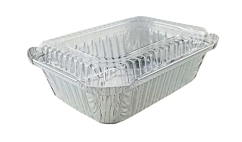 Handi-Foil 1 1/2 lb. Deep Oblong Foil Take-Out Pan w/Dome Lid