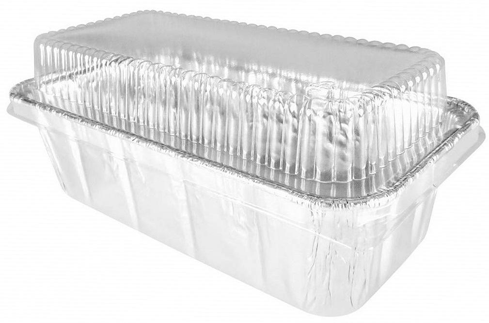 Handi-Foil 2 lb. Aluminum Foil Loaf Pan w/Clear Low Dome Lid 50/PK