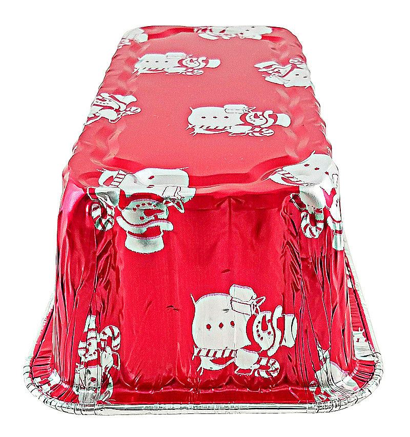 Handi-Foil 2 lb. Red Aluminum Foil Loaf/Bread Snowman Holiday Pan Only (NO  LIDS)