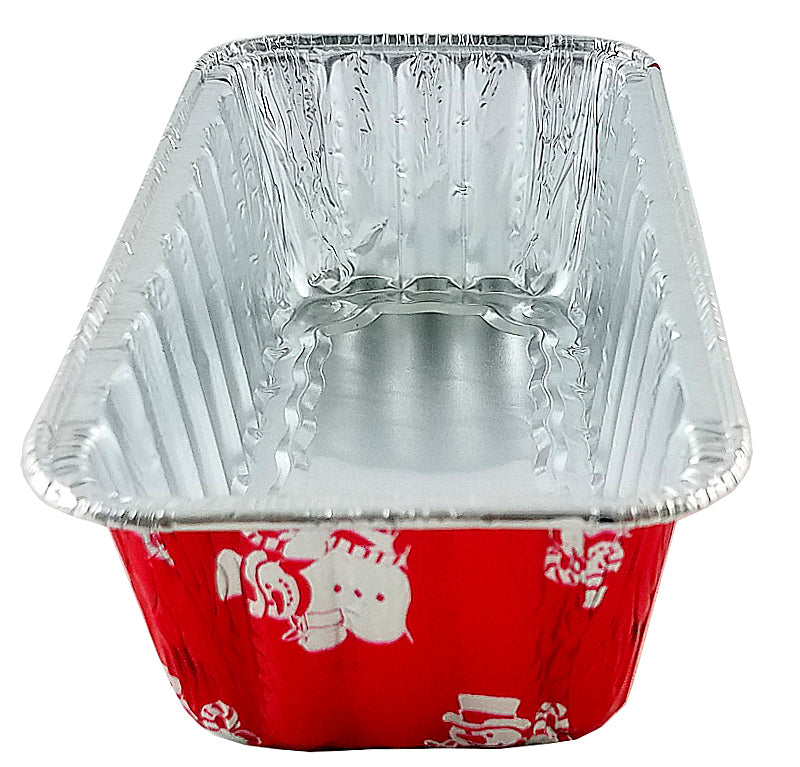Handi-Foil 2 lb. Red Holiday Snowman Loaf Bread Pan With Low Dome Lid –