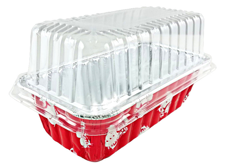 Handi-Foil 2 lb. Red Holiday Snowman Loaf Bread Pan w/High Dome Lid