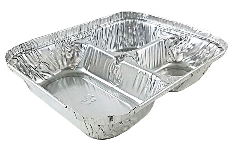 3 Compartment Oblong Take-Out Foil Pa