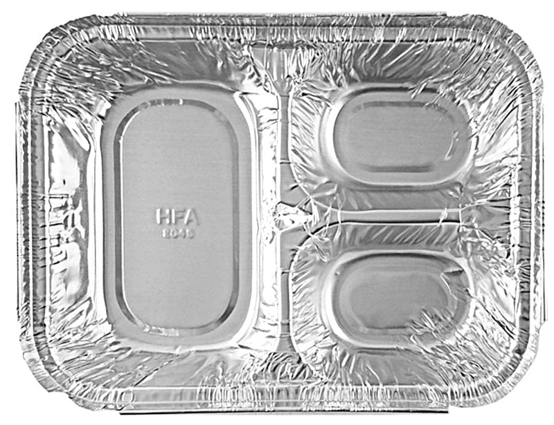 Handi-Foil 3-Compartment Oblong Pan w/Board Lid 