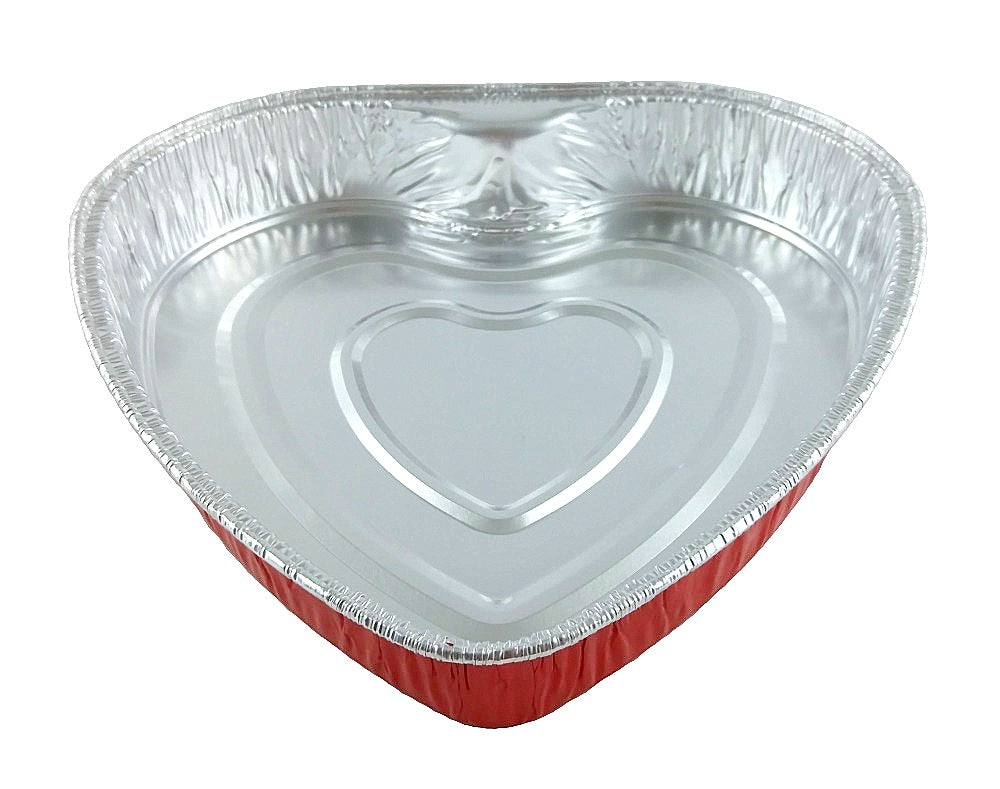 Handi-Foil Red Aluminum Foil Heart Cake Pan w/Clear Dome Lid 10/PK –