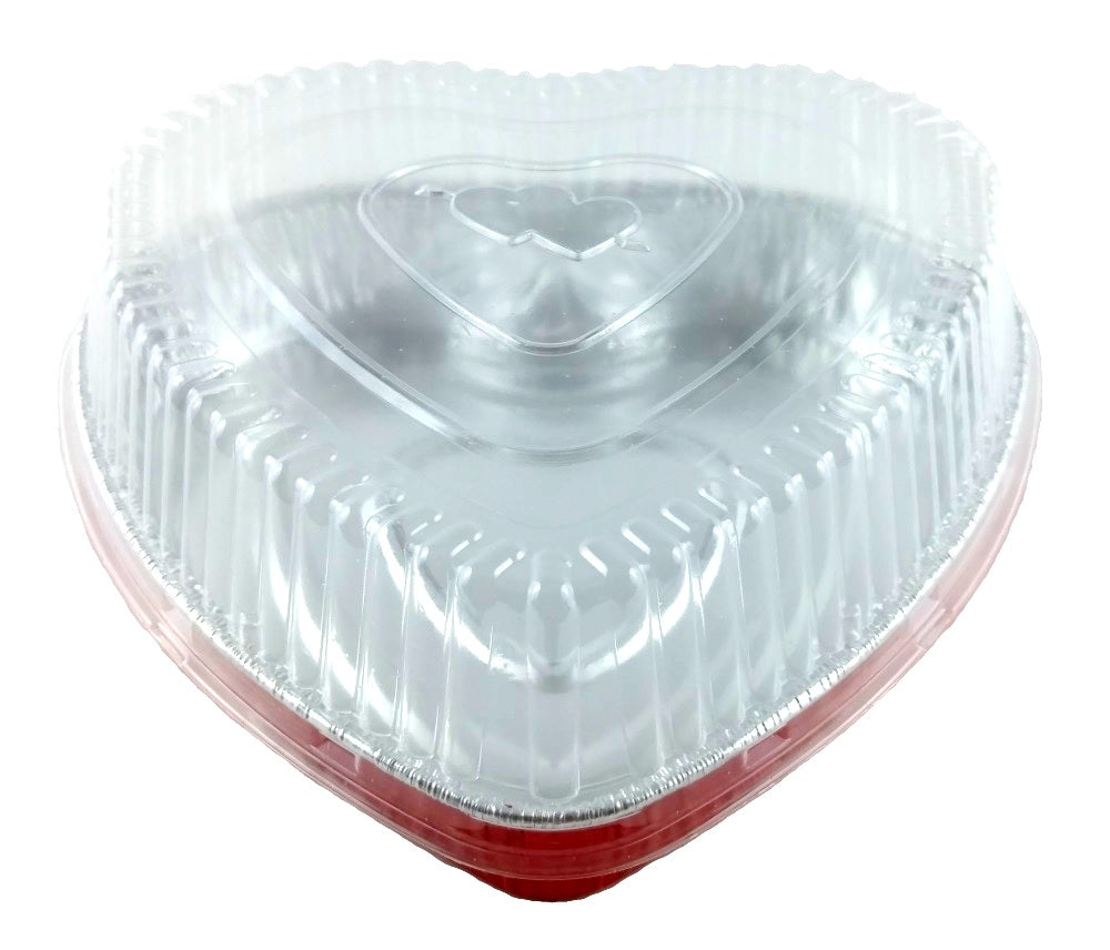 Shaped Foil Heart Aluminum Pan With Lid Handi-Foil Red Aluminum