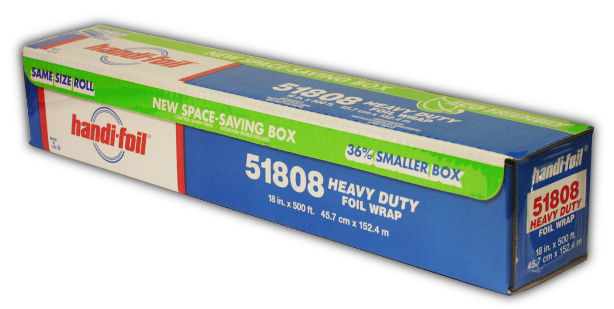 Heavy Duty Food Service Aluminum Foil Roll 18x500' with Cutter
