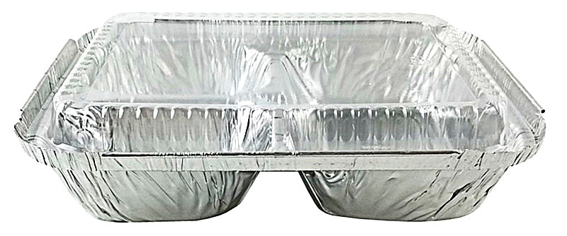 3 Compartment Oblong Take-Out Foil Pan w/Dome Lid