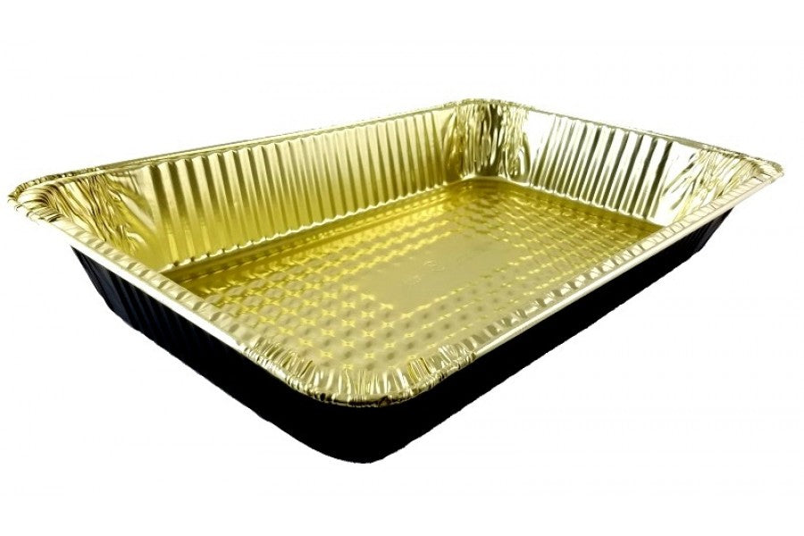 Handi-Foil Full-Size Deep Black & Gold Steam Table Foil Pan 50/CS –