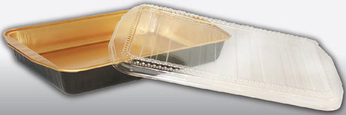 Extra-Large Rectangular Black and Gold Entrée Pan w/Clear Dome Lid