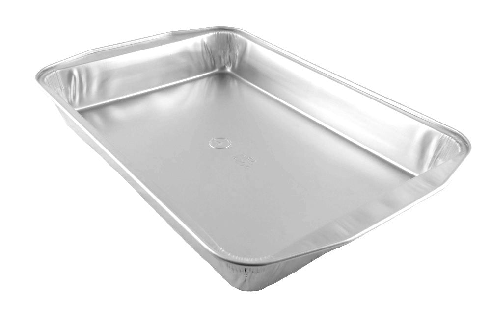 HFA Gourmet-To-Go Extra-Large 7 lb. Rectangular Silver Entrée Foil Pan w/Clear Dome Lid 5/PK
