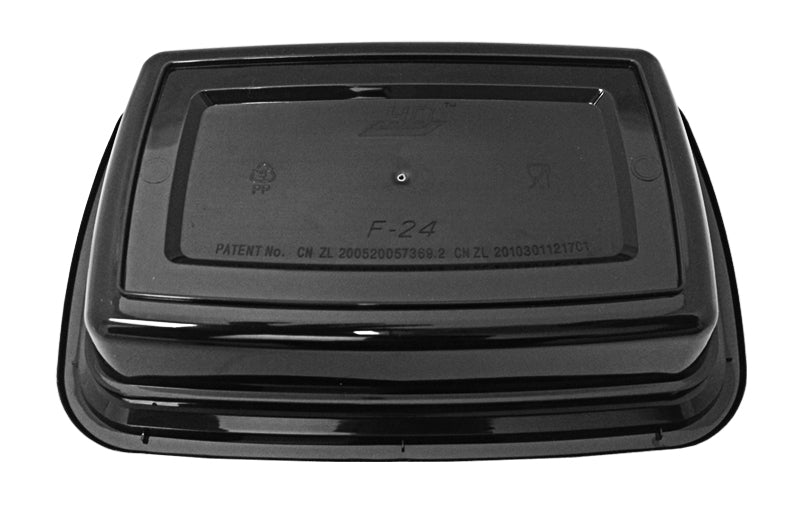 SafePro 24 oz. Black Rectangular Microwavable Container with Clear Lid  (Case of 25)