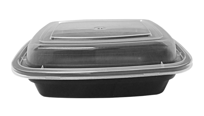 12 oz. Rectangular Black Container With Lid Combo 50/PK