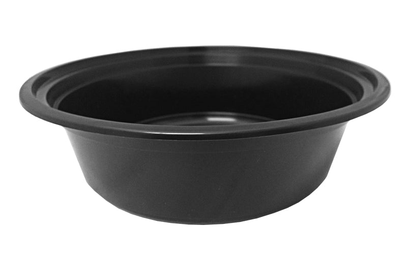 7 x 2 – 32 OZ - Round Plastic Food Takeout Containers - Black Base